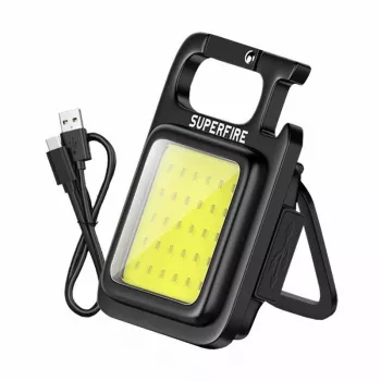 Flashlight Superfire MX16 — 600 lm output, built-in 500 mAh battery, USB-C charging