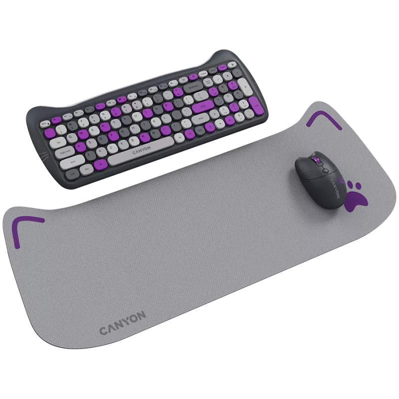 Wireless keyboard and mouse set CANYON HSET-W6 Kitty Edition – violet