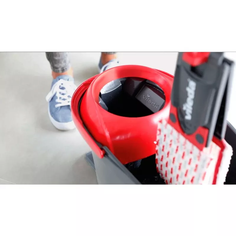 Mopping system bucket VILEDA 140827 – black fiber, wet cleaning, telescopic handle 130 cm, 35 cm grip, for laminate/tiles/wood