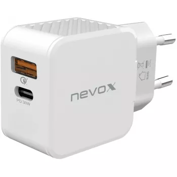 nevox USB PD Type C + USB QC 3.0 Charger 30 Watt White (2009)