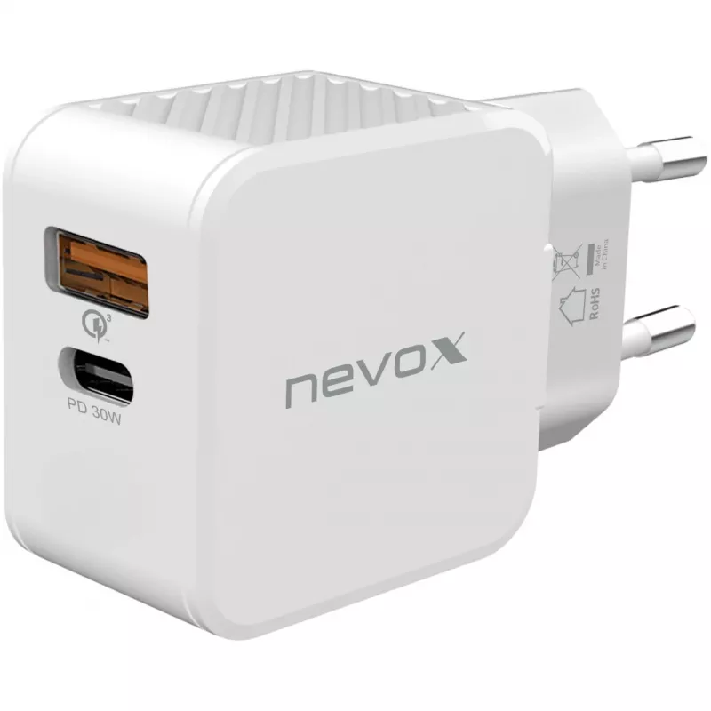 nevox USB PD Type C + USB QC 3.0 Charger 30 Watt White (2009)