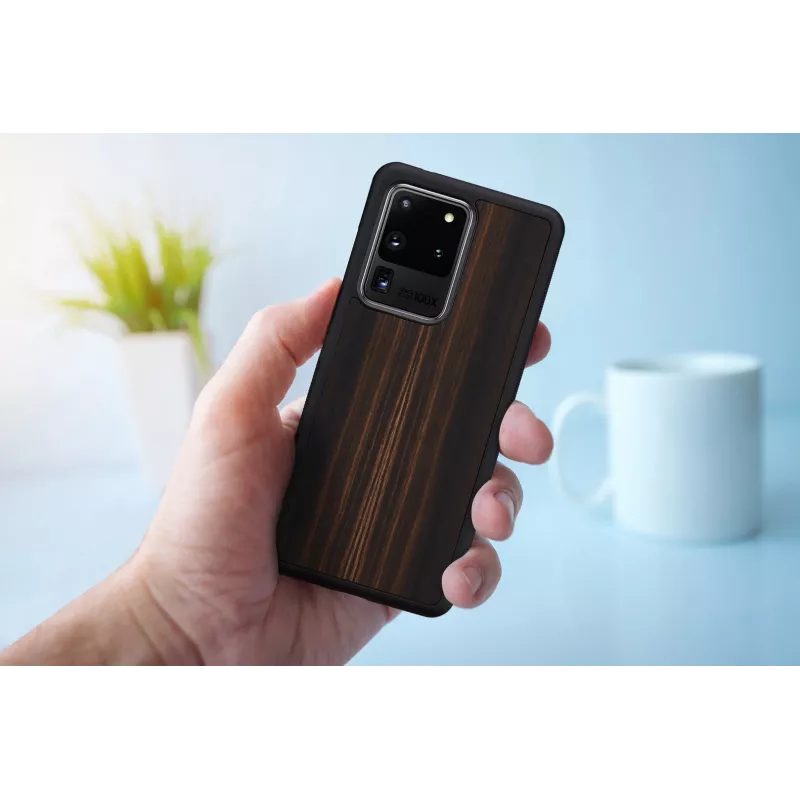 Phone case man and wood Galaxy S20 Ultra ebony black — protective smartphone cover