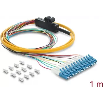 Fiber optic cable DELOCK 12x LC-UPC simplex trunk to 12x open cable end, singlemode, 1 m
