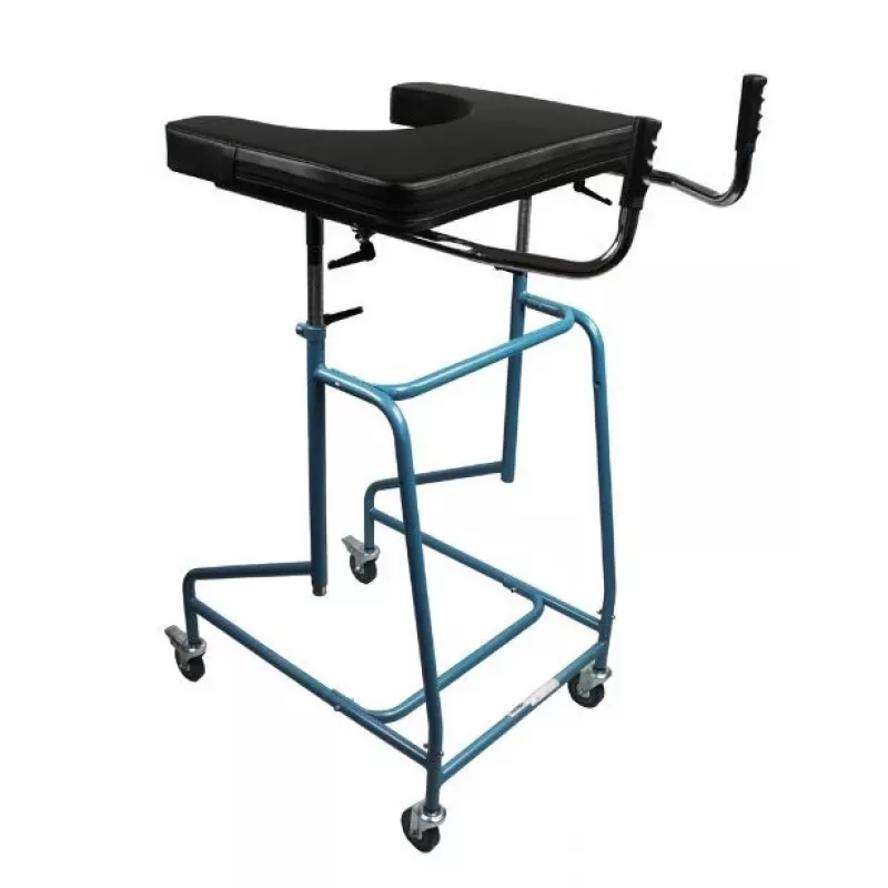 Four-wheeled support walker VITEA CARE VCBK2A with adjustable height, folding steel frame, brakes, 4 rubber wheels, max load 125 kg