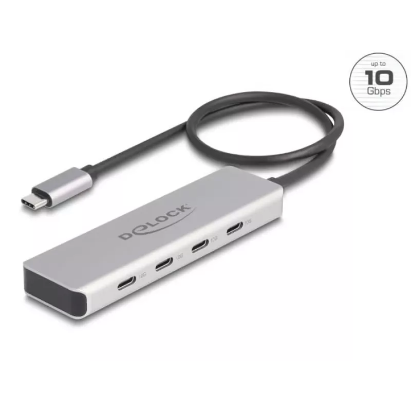 DeLOCK USB Type-C Hub 10 Gbps 4 Ports Aluminium Grey
