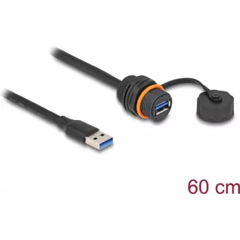 DeLOCK USB Cable USB Type-A male to female 5 Gbps 60 cm black IP68