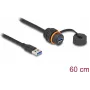 DeLOCK USB Cable USB Type-A male to female 5 Gbps 60 cm black IP68