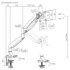 Monitor mount MACLEAN MC-969 double arm gas spring for 17–45 inch screens, max load 16 kg