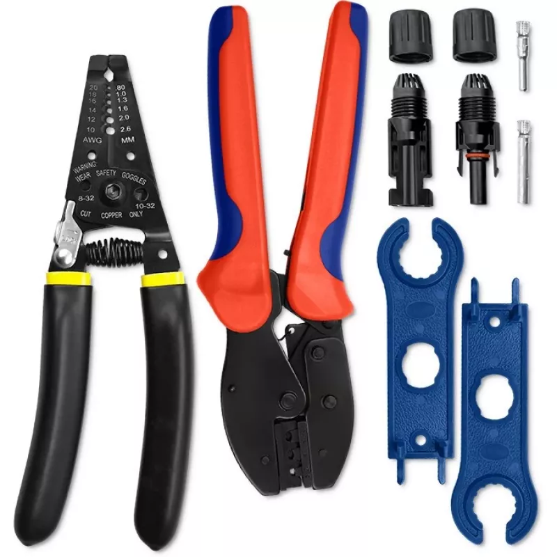 Qoltec Solar Tool Kit Compatible with MC4 Connectors | Crimping Tool + Stripping Pliers