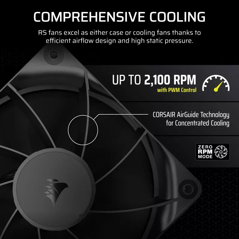 Fan Corsair RS120 12 cm Black 420-2100 RPM 3 pcs