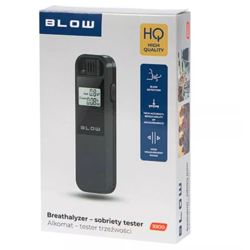 Portable alcohol tester BLOW 3300 — contactless breathalyzer, BAC 0.00–0.19%, 1% accuracy, LCD, AAA batteries