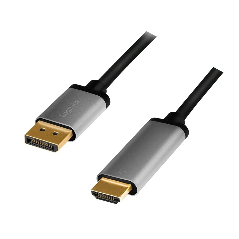 LogiLink CDA0107 video cable adapter 2 m DisplayPort HDMI Black Grey