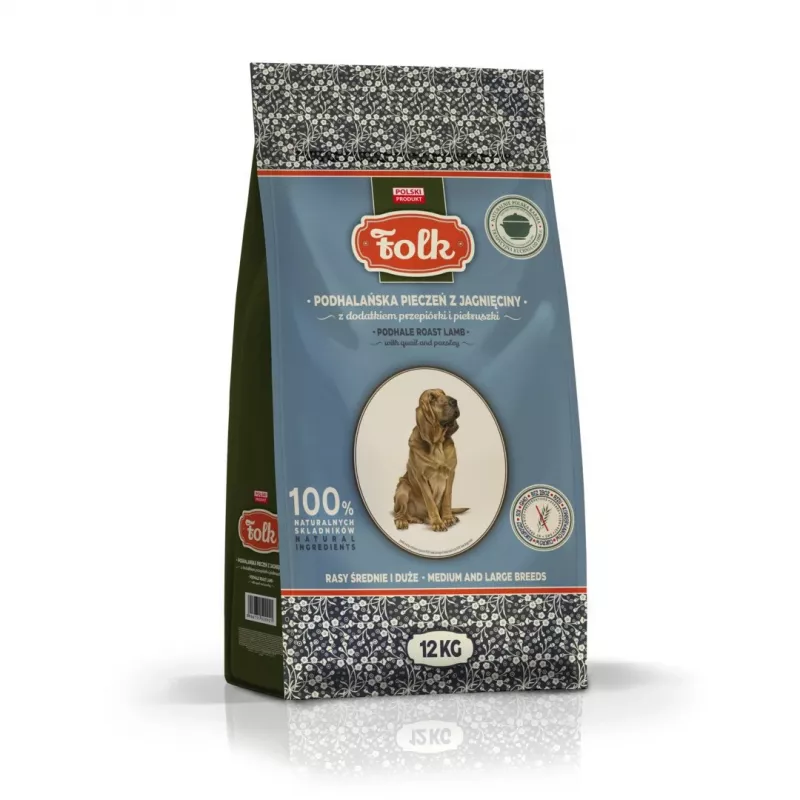 FOLK Medium and large breeds Podhale-style lamb roast with quail and parsley - dry dog food - 12kg
