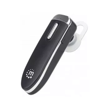 Manhattan Single Ear Bluetooth Headset, Omnidirectional Mic, Integrated Controls, Black, 10 hour usage time, Range 10m, USB-A charging cable included, Bluetooth v4.0, 3 year warranty