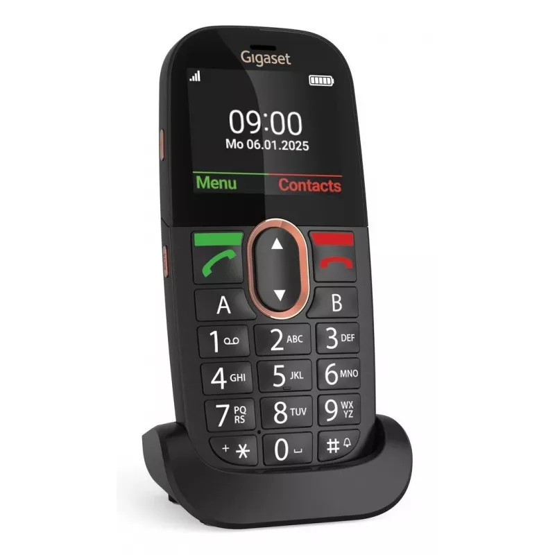 Senior mobile phone Gigaset GL695 — 2.31 inch (5.87 cm) display, 240×320, Single SIM, 4G, 2 MP camera, 1400 mAh, Black