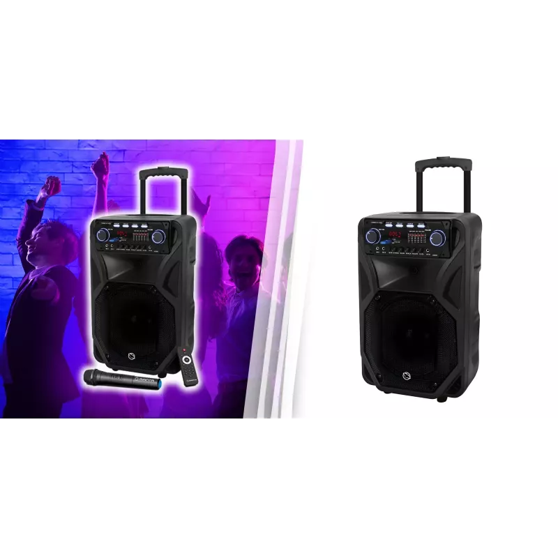 Portable karaoke speaker MANTA SPK5021PRO 20W, 12 inch woofer, 80W RMS, Bluetooth, battery up to 5h, SD/USB, mic & guitar inputs