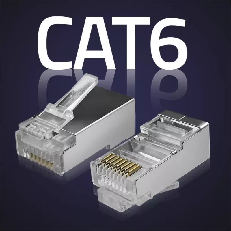 RJ45 modular connector QOLTEC 54556 CAT6 FTP, silver, 18×22×11 mm, pack of 100
