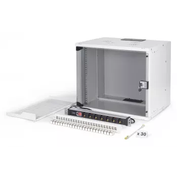 DIGITUS SOHO Pro 19 inch 9U Wall-Mounted Network Rack Set, 540 x 400 mm, IP20, Key Lock, 60 kg