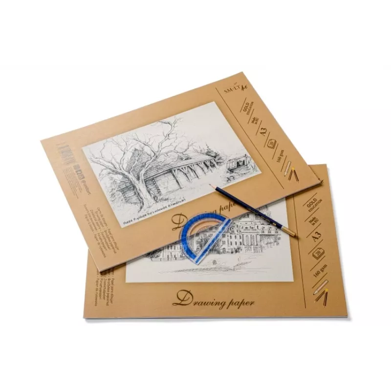 Drawing and sketching paper SMLT A3, 160 g/m2, 20 sheets, glued