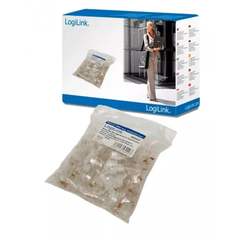 RJ-45 Wire Connector LOGILINK MP0002, CAT5e, transparent, pack of 100