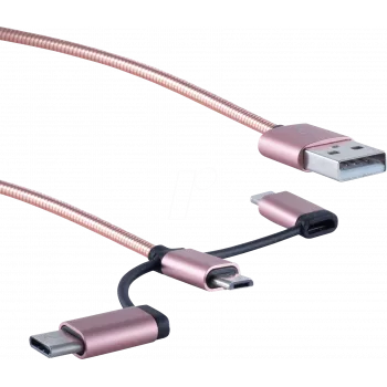 USB Cable ShiverPeaks BS14-50074 1m USB A USB C/Micro-USB B/Lightning