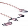 USB Cable ShiverPeaks BS14-50074 1m USB A USB C/Micro-USB B/Lightning