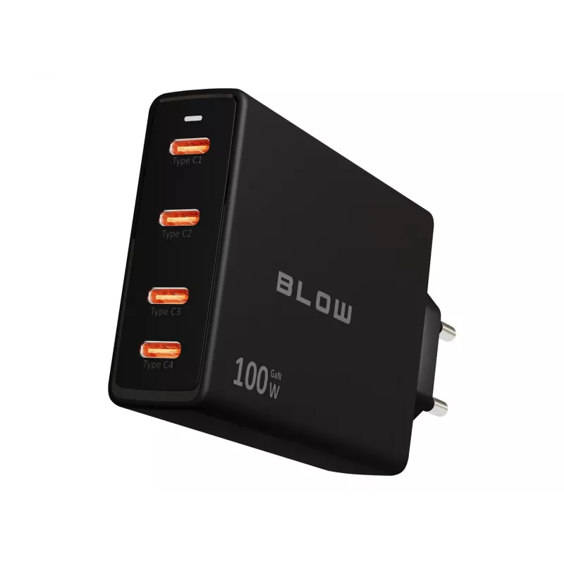 Wall charger BLOW 4×USB-C PD 100W GaN, 4 ports, PD 3.0, PPS, 200–240V input