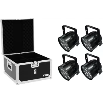 LED PAR light EUROLITE PAR-56 QCL Short 4x with EPS case — 4-in-1 QCL LEDs, PAR-56 form factor, compact short body