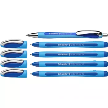 Ballpoint pen Schneider Memo Rave — pack of 4 blue pens, retractable, medium tip