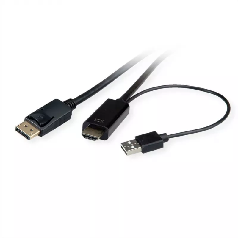 ROTRONIC-SECOMP Roline - Videokabel - HDMI, USB (nur Strom) männlich zu DisplayPort männlich - 2 m - abgeschirmt - Schwarz - unterstützt 4K 60 Hz (384