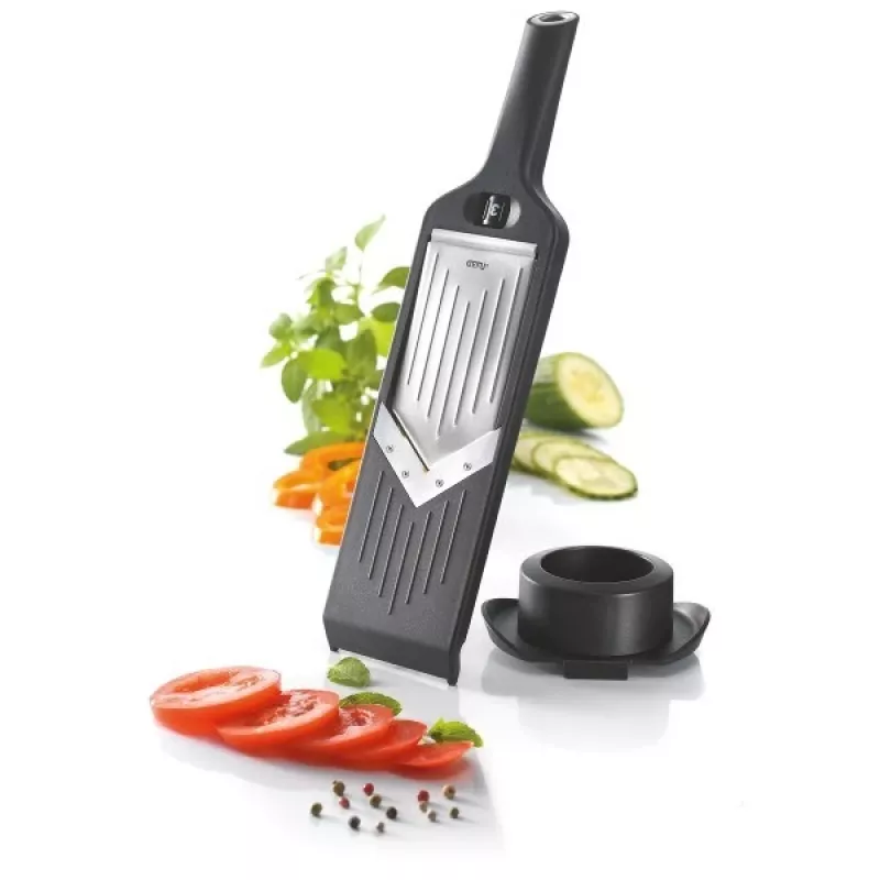 Manual slicer GEFU VIOLI 50440 — manual food slicer, stainless steel blades, 5 cutting positions, ABS housing, dishwasher-safe