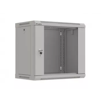 Lanberg WF03-5309-10S 9U Wall-Mount Rack Cabinet 19 inch 540x350 mm Grey Tempered Glass Door Flat-Pack