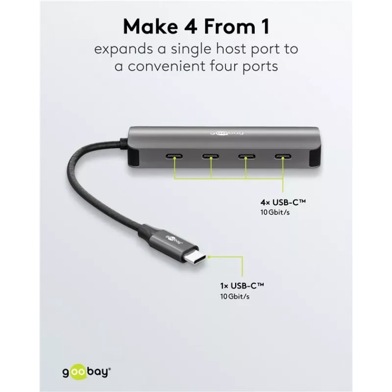 Goobay Slim 4-Port USB-Hub USB-C auf 10 Gbit/s - -Plug> 4x (76565)
