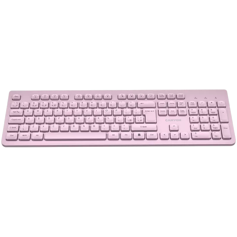Wireless Keyboard CANYON HKB-W01 — compact pink layout, UK/US keycaps