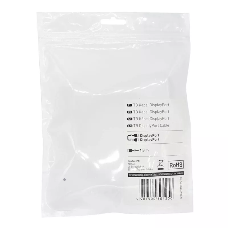 TB Displayport-Cable M M 1.8 M. Black (AKTBXVDMDPPG18B)