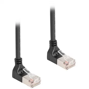 Network Cable DeLOCK RJ45 Cat.6A S/FTP Slim 90° Upwards 0.5m Black
