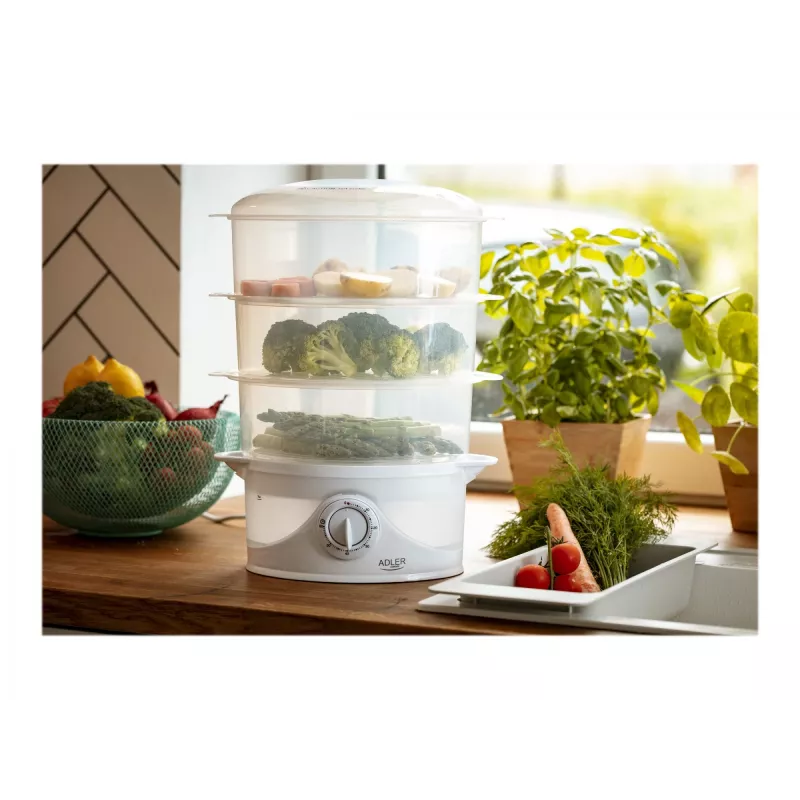 Steam Cooker Adler AD 633 3 Baskets Freestanding 800 W White