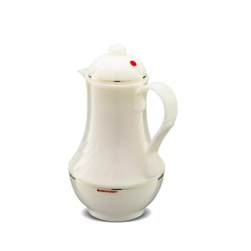 Thermos jug ROTPUNKT Series 230 1 L, white (ivory) - vacuum insulated beverage container