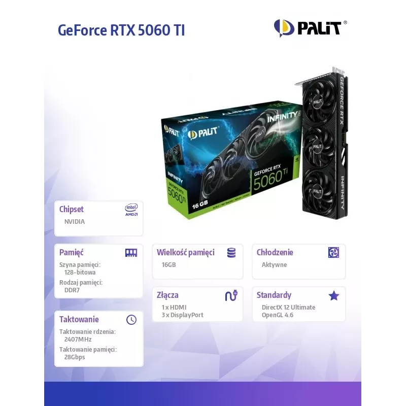 Graphics Card Palit GeForce RTX 5060 Ti 16 GB GDDR7