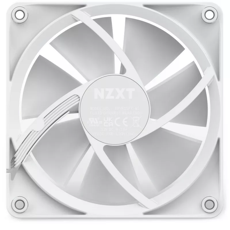NZXT case fan F120 RGB 120 mm White, 4-pin, 1800 RPM, 50.18 CFM, 18 LEDs