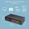 Ethernet PoE Switch QOLTEC 52296 — 4x RJ45 PoE ports, 1x RJ45 uplink