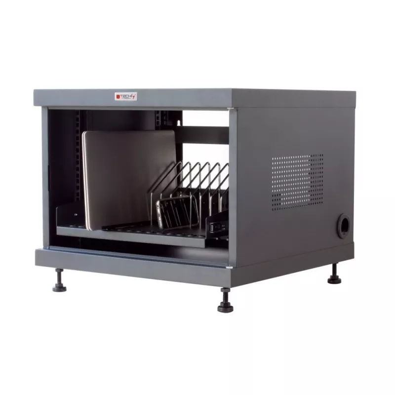 Rack shelf TECHLY 367652 cable organizer with 3M adhesive mounting, steel, 550×550×410 mm, black