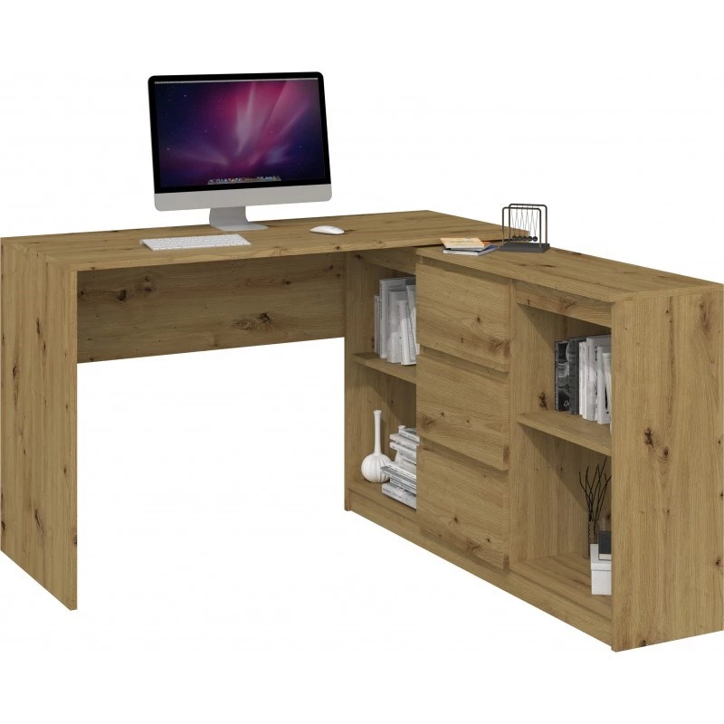 Computer desk top e shop BIURKO PLUS ARTISAN, straight rectangular top, particle board, 1200×500×760 mm, oak colour