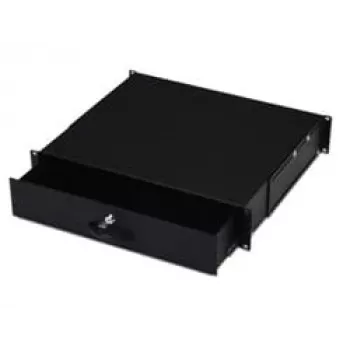 DIGITUS DN-19 KEY-2U-SW 2U Lockable Keyboard Drawer with Document Storage for 19 inch Racks, Black