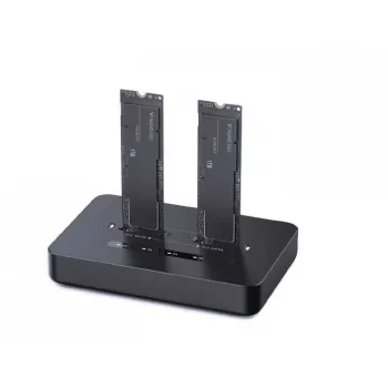 GEMBIRD desktop dual-drive USB Type-C M.2 NVMe and SATA SSD docking station DD2-U3M2, supports M.2 2242, 20 Gbit/s, RTL9210B