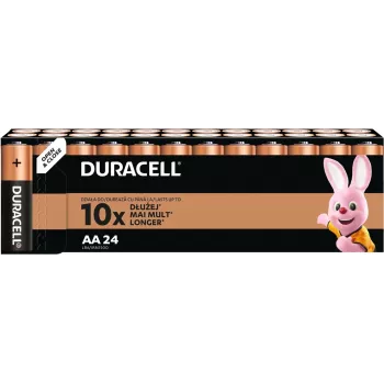 Duracell alkaline AA (LR6) batteries pack — 24 cells, single-use