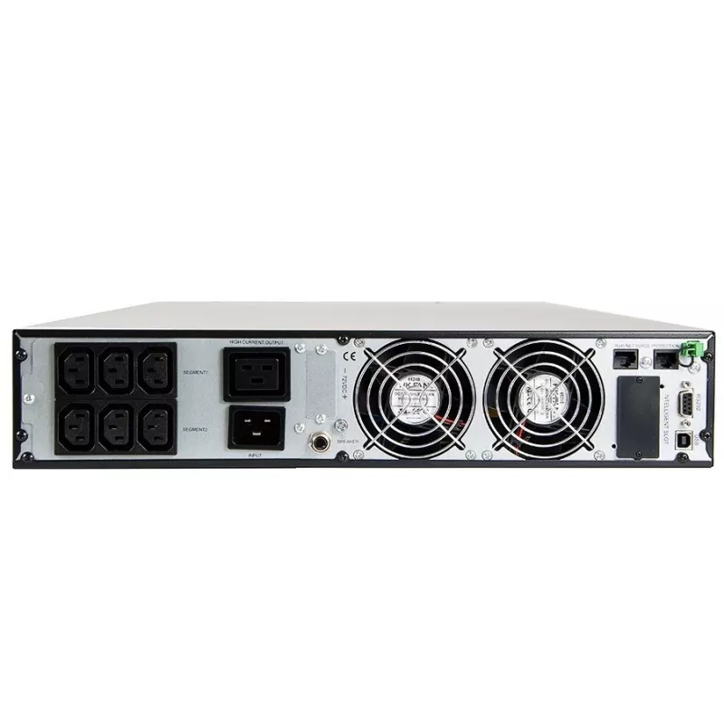 Uninterruptible Power Supply Green Cell UPS15 — Online double-conversion 3 kVA (2700 W), 6 AC outlets, pure sine, LCD, tower, 6×12V/9Ah batteries