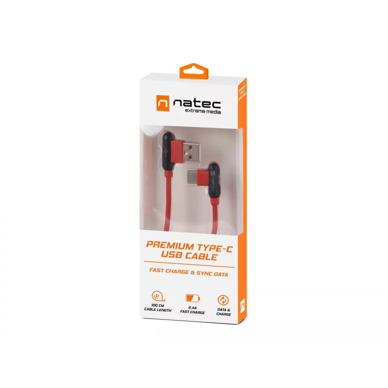 USB Cable NATEC NKA-1201 USB 2.0 1m USB A USB C Black Red