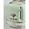 Ariete 155 Design 2 Slice Toaster with Sandwich Cages, 6 Toasting Levels, 810 W, Stainless Steel Body, Removable Crumb Tray, Pastel green