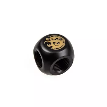 T-Adapter 3x G¼ (3-way) for water cooling, BitsPower BP-CBTMB, carbon black finish